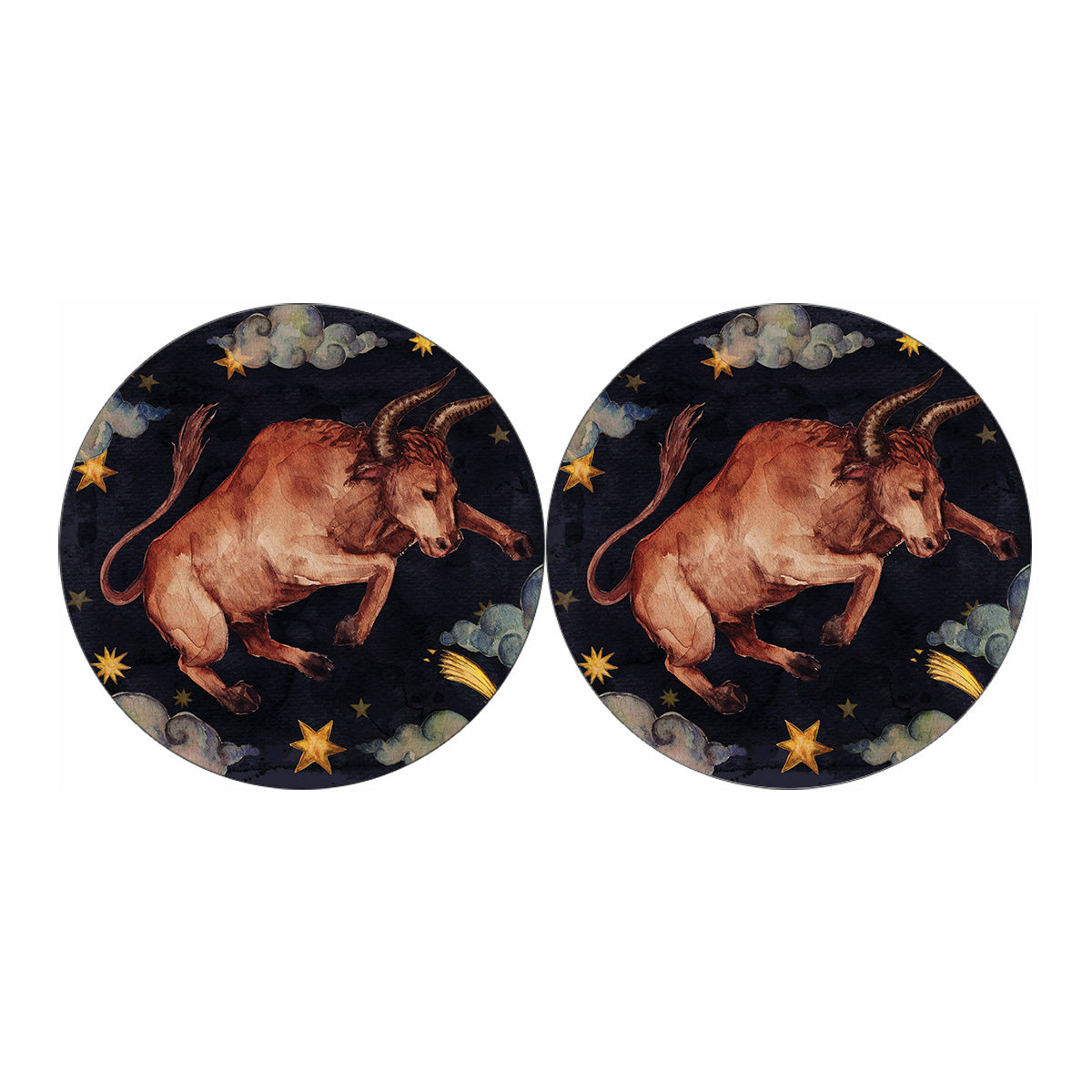 Watercolor Taurus Zodiac Sign Print Car Coasters