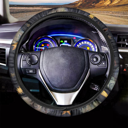 Watercolor Taurus Zodiac Sign Print Car Steering Wheel Cover