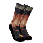Watercolor Taurus Zodiac Sign Print Crew Socks