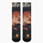 Watercolor Taurus Zodiac Sign Print Crew Socks