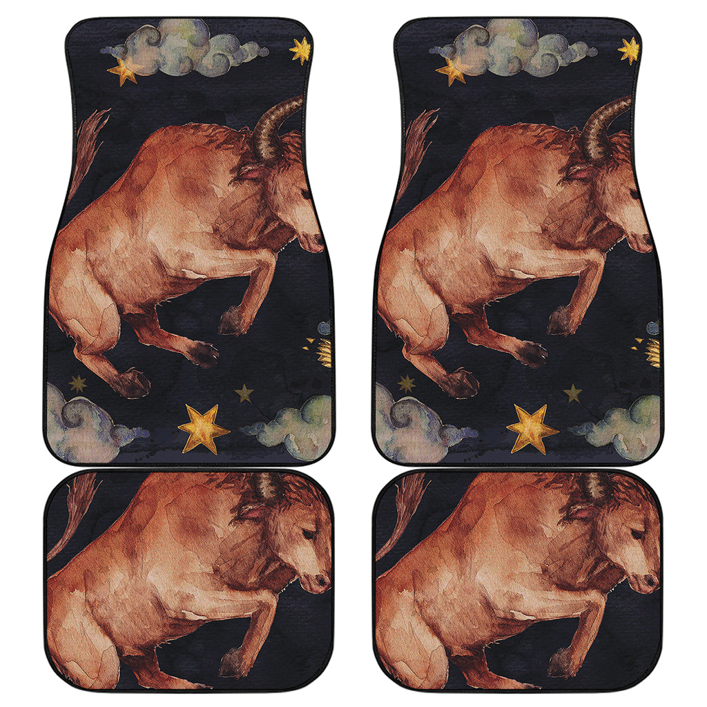 Watercolor Taurus Zodiac Sign Print Front and Back Car Floor Mats