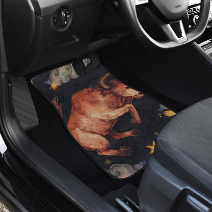 Watercolor Taurus Zodiac Sign Print Front Car Floor Mats