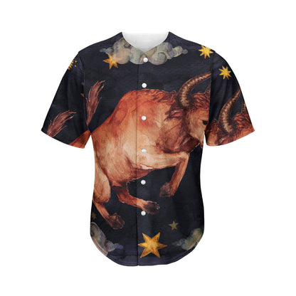 Watercolor Taurus Zodiac Sign Print Men's Baseball Jersey