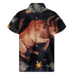 Watercolor Taurus Zodiac Sign Print Men's Short Sleeve Shirt