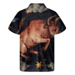 Watercolor Taurus Zodiac Sign Print Men's Short Sleeve Shirt