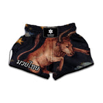 Watercolor Taurus Zodiac Sign Print Muay Thai Boxing Shorts