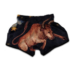 Watercolor Taurus Zodiac Sign Print Muay Thai Boxing Shorts