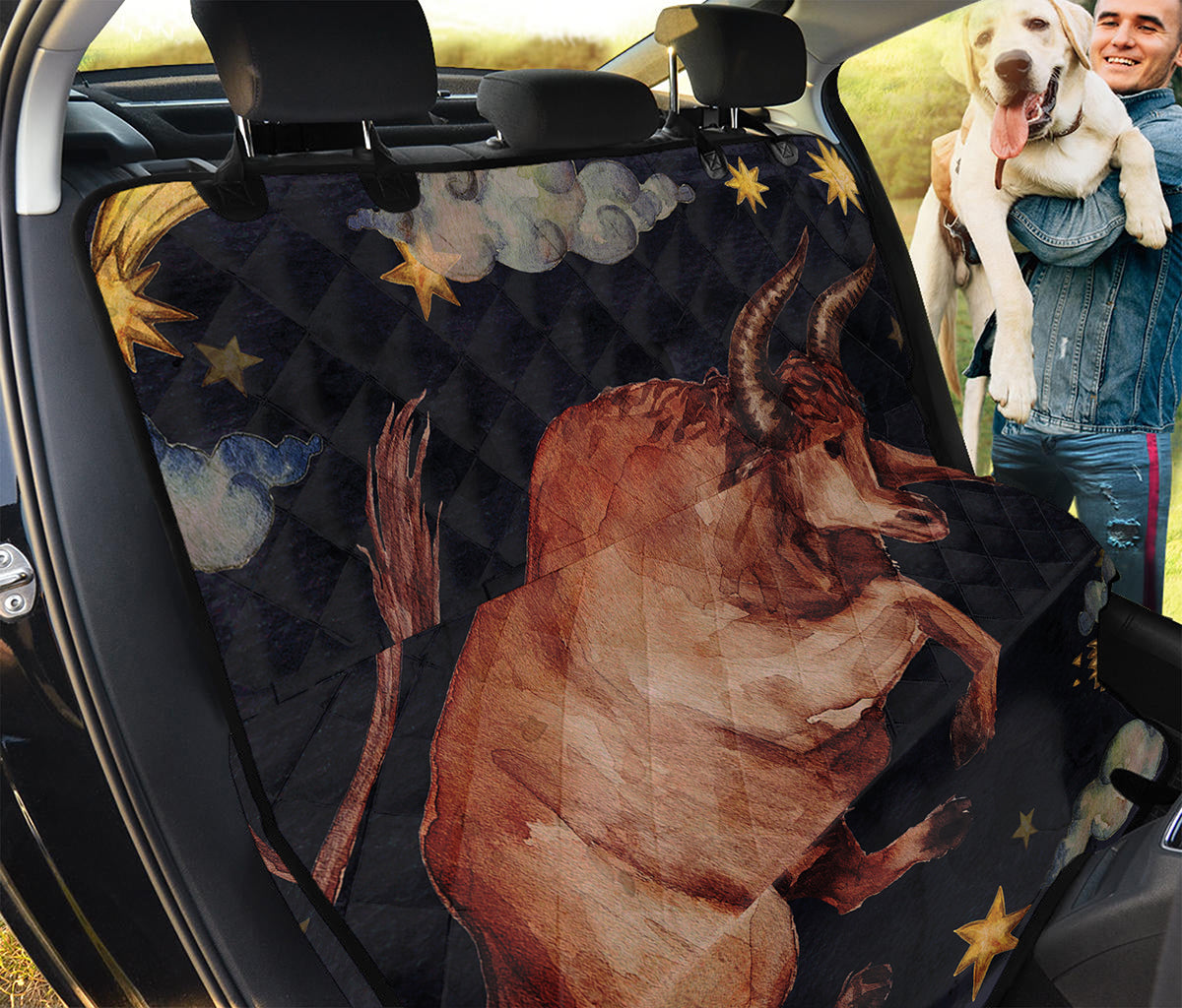 Watercolor Taurus Zodiac Sign Print Pet Car Back Seat Cover