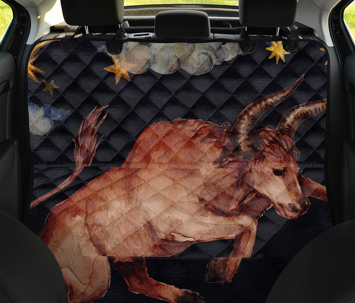Watercolor Taurus Zodiac Sign Print Pet Car Back Seat Cover