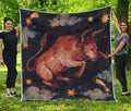 Watercolor Taurus Zodiac Sign Print Quilt