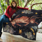 Watercolor Taurus Zodiac Sign Print Quilt