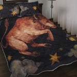 Watercolor Taurus Zodiac Sign Print Quilt Bed Set