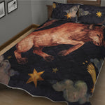 Watercolor Taurus Zodiac Sign Print Quilt Bed Set