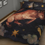 Watercolor Taurus Zodiac Sign Print Quilt Bed Set