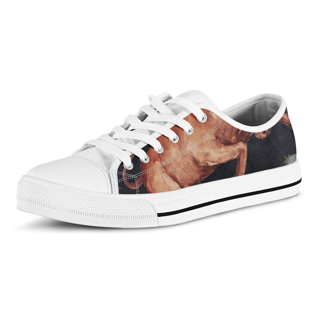 Watercolor Taurus Zodiac Sign Print White Low Top Shoes