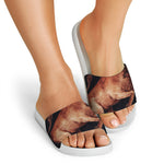 Watercolor Taurus Zodiac Sign Print White Slide Sandals