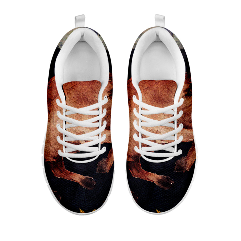 Watercolor Taurus Zodiac Sign Print White Sneakers