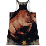Watercolor Taurus Zodiac Sign Print Women's Racerback Tank Top