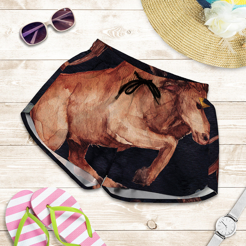 Watercolor Taurus Zodiac Sign Print Women's Shorts