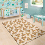 Watercolor Teddy Bear Pattern Print Area Rug