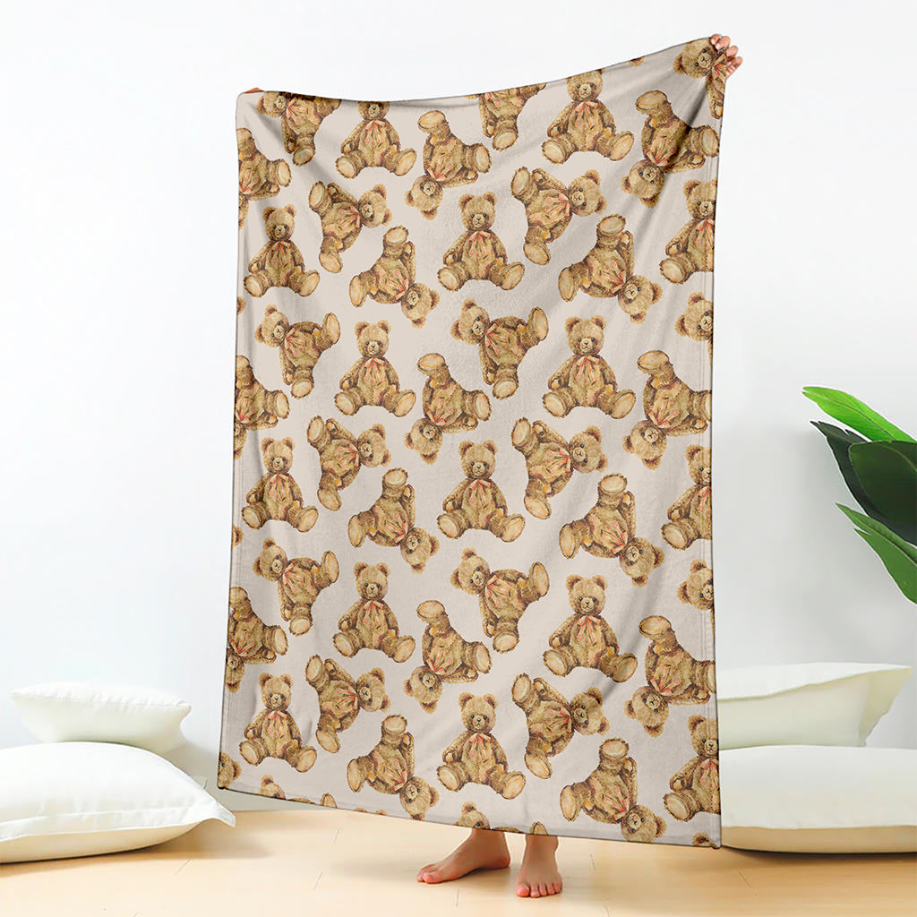 Watercolor Teddy Bear Pattern Print Blanket