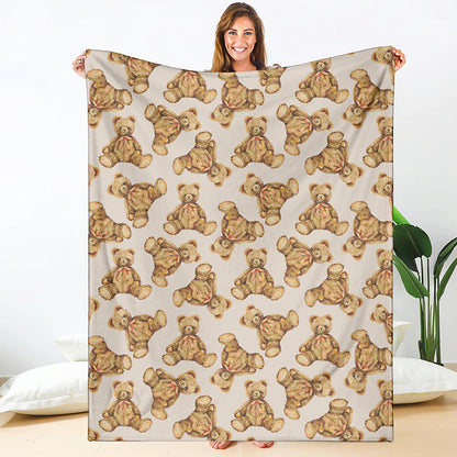 Watercolor Teddy Bear Pattern Print Blanket