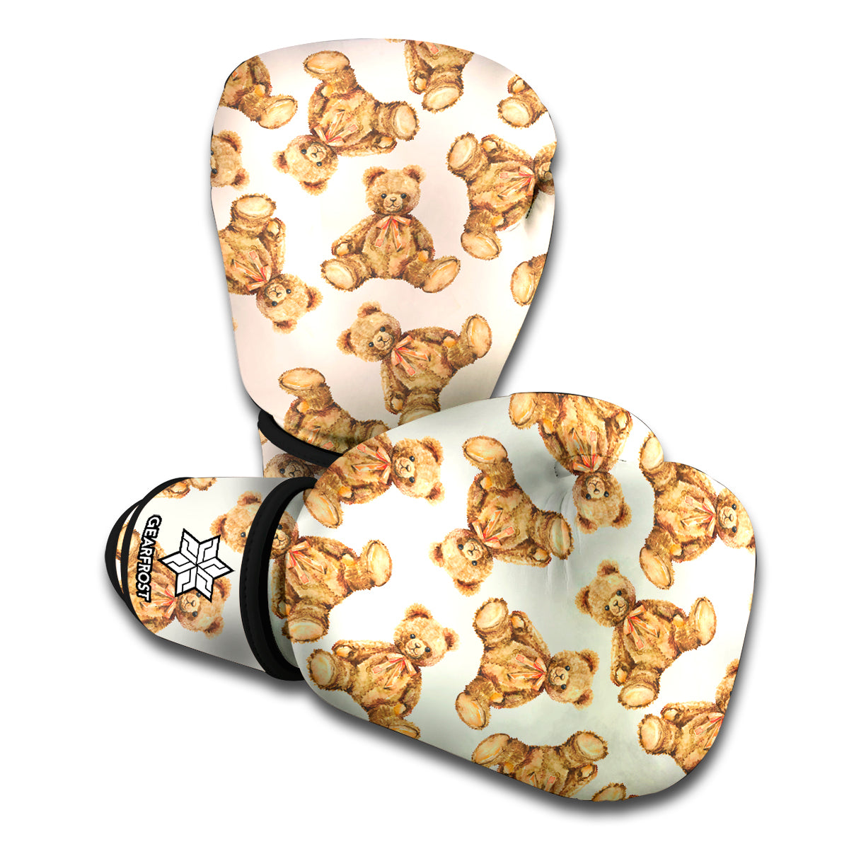Watercolor Teddy Bear Pattern Print Boxing Gloves