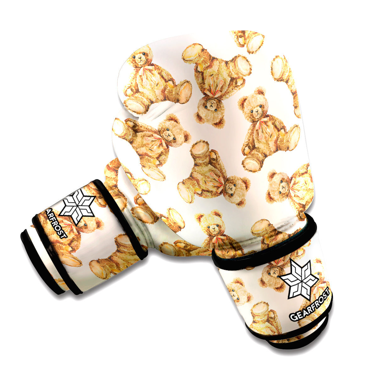 Watercolor Teddy Bear Pattern Print Boxing Gloves