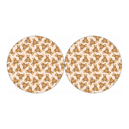 Watercolor Teddy Bear Pattern Print Car Coasters