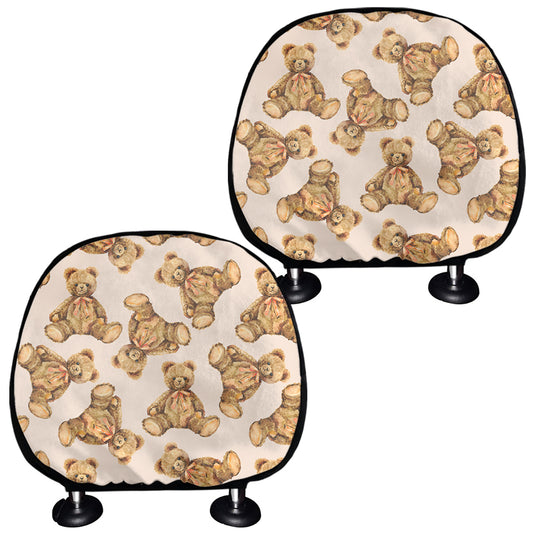 Watercolor Teddy Bear Pattern Print Car Headrest Covers