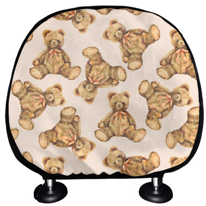 Watercolor Teddy Bear Pattern Print Car Headrest Covers