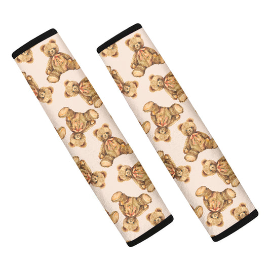 Watercolor Teddy Bear Pattern Print Car Seat Belt Covers
