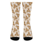 Watercolor Teddy Bear Pattern Print Crew Socks