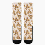 Watercolor Teddy Bear Pattern Print Crew Socks