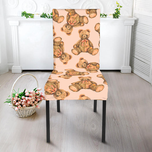 Watercolor Teddy Bear Pattern Print Dining Chair Slipcover
