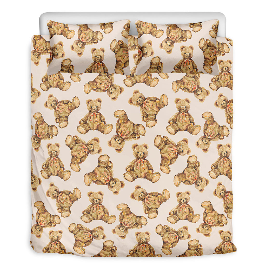 Watercolor Teddy Bear Pattern Print Duvet Cover Bedding Set