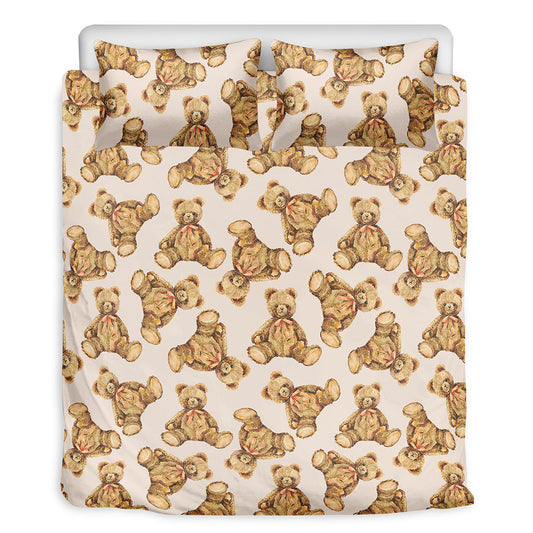 Watercolor Teddy Bear Pattern Print Duvet Cover Bedding Set