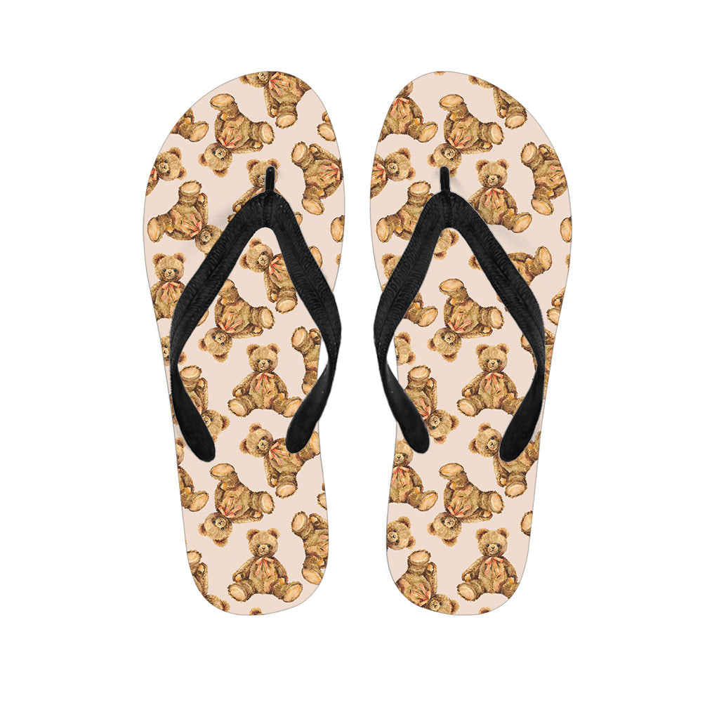 Watercolor Teddy Bear Pattern Print Flip Flops