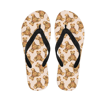 Watercolor Teddy Bear Pattern Print Flip Flops