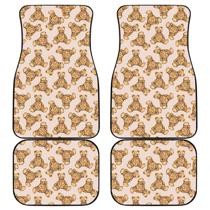 Watercolor Teddy Bear Pattern Print Front and Back Car Floor Mats