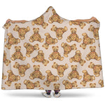 Watercolor Teddy Bear Pattern Print Hooded Blanket