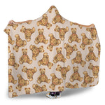 Watercolor Teddy Bear Pattern Print Hooded Blanket