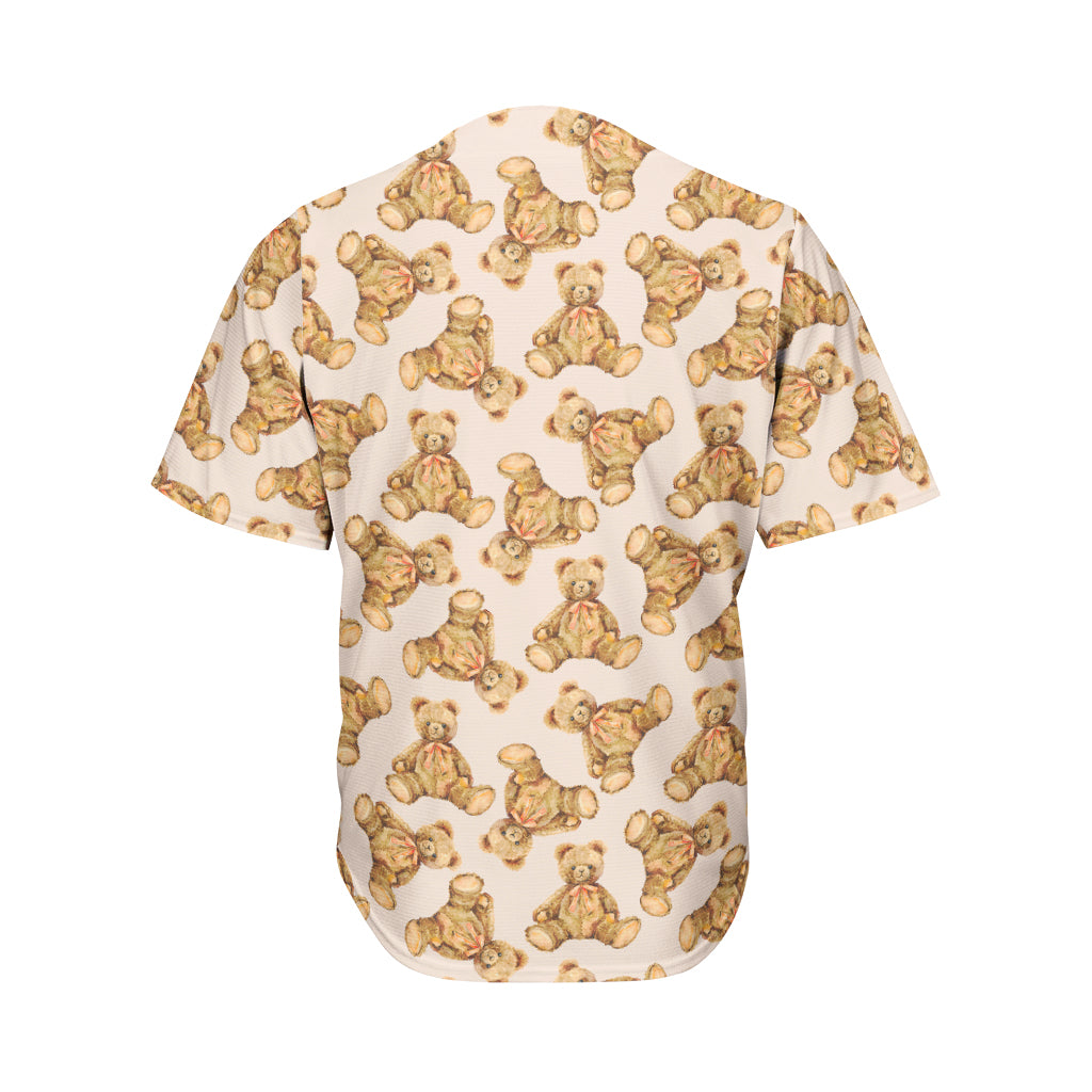 Watercolor Teddy Bear Pattern Print Men's Baseball Jersey