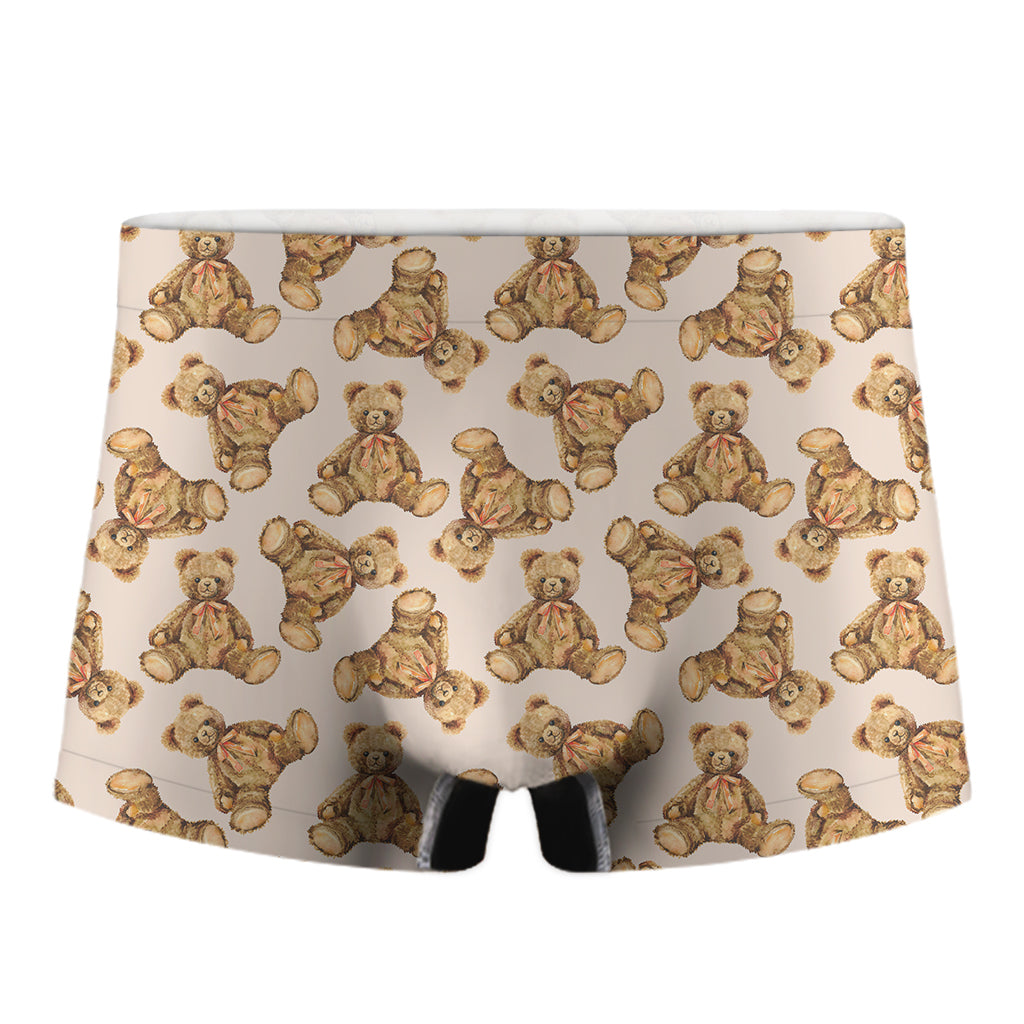 Watercolor Teddy Bear Pattern Print Men's Boxer Briefs