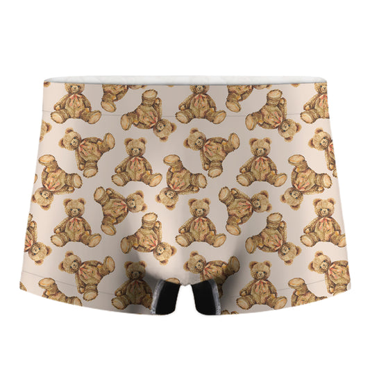 Watercolor Teddy Bear Pattern Print Men's Boxer Briefs