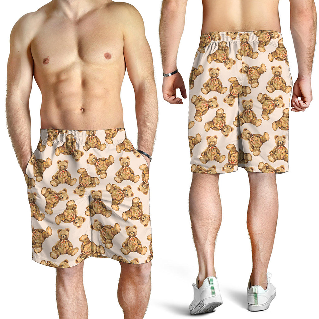 Watercolor Teddy Bear Pattern Print Men's Shorts
