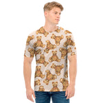 Watercolor Teddy Bear Pattern Print Men's T-Shirt