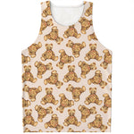 Watercolor Teddy Bear Pattern Print Men's Tank Top