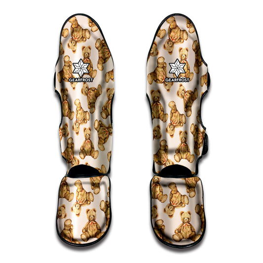 Watercolor Teddy Bear Pattern Print Muay Thai Shin Guard
