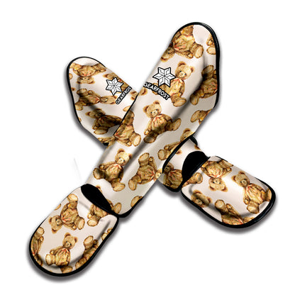 Watercolor Teddy Bear Pattern Print Muay Thai Shin Guard
